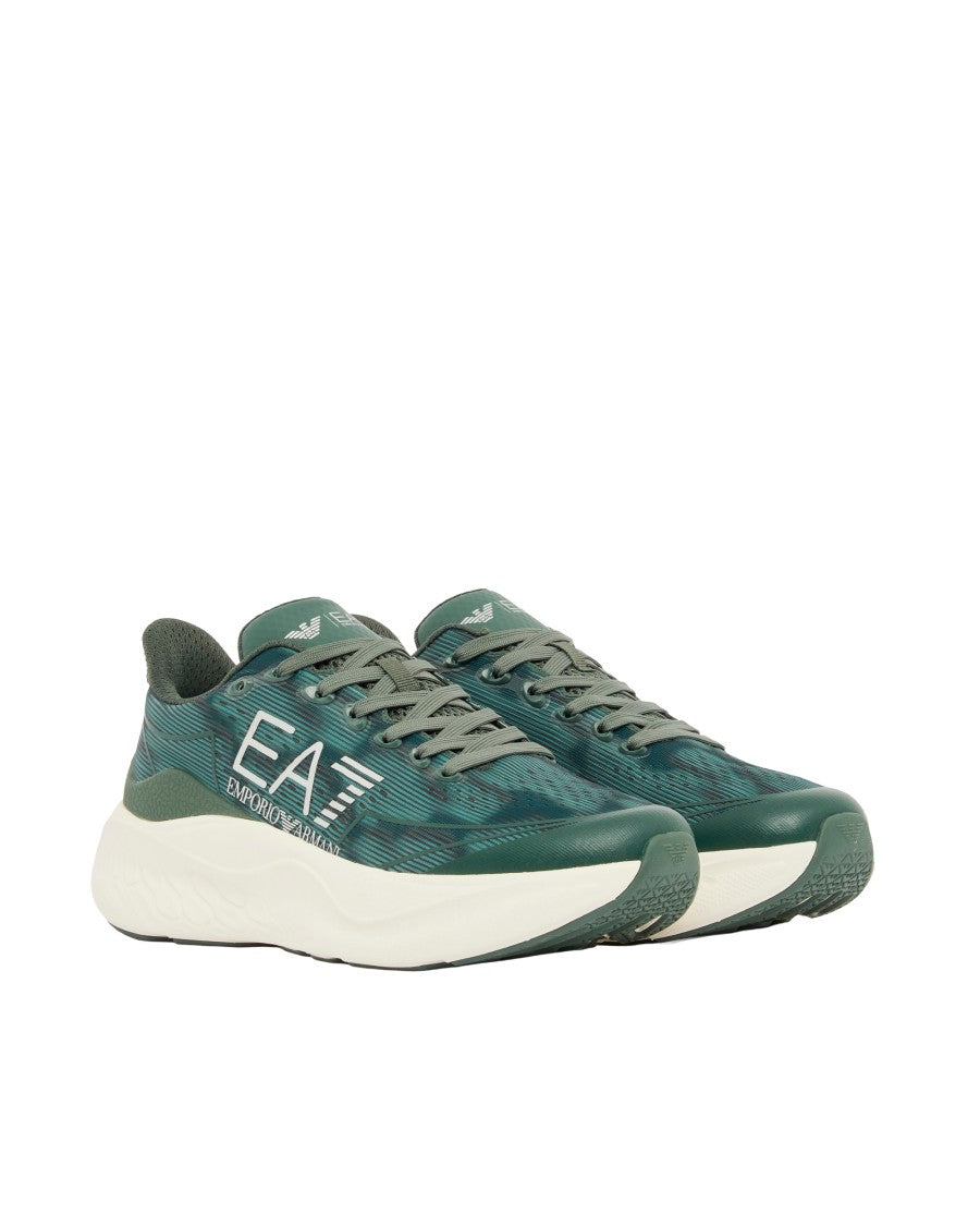 Ea7 Emporio Armani Wave Pattern Running Sneakers With Reflective Details