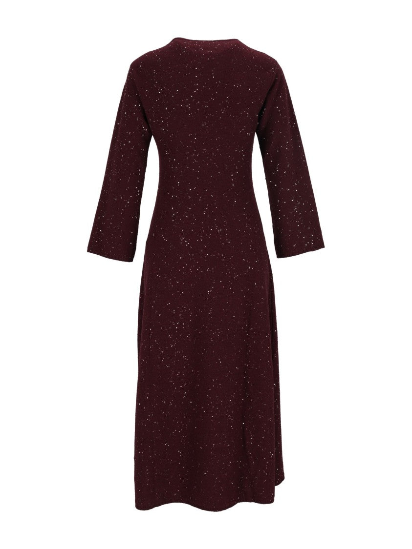 Antonelli Firenze Burgundy Knee-Length Knit Day Dress