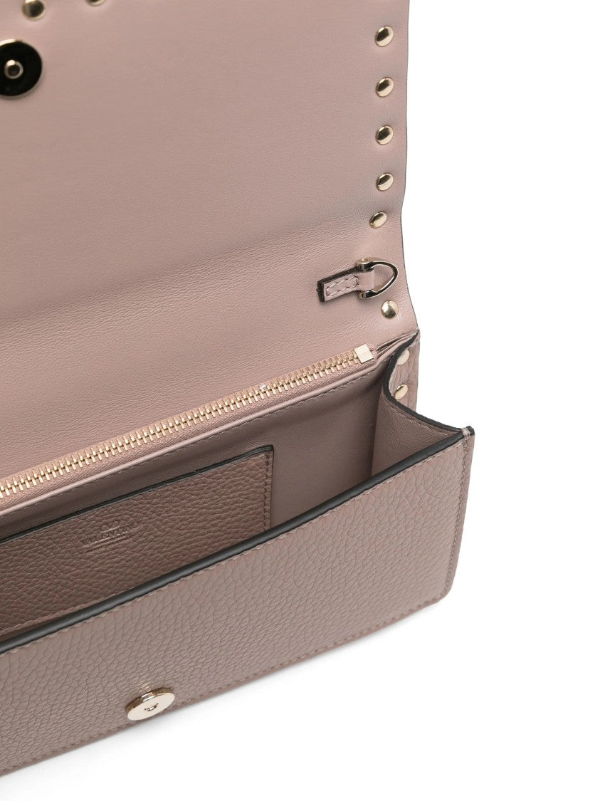 Valentino Rockstud Pyramid Textured Leather Wallet