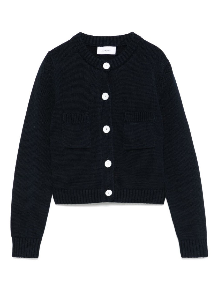 Lardini Cropped Midnight Blue Cotton Bomber
