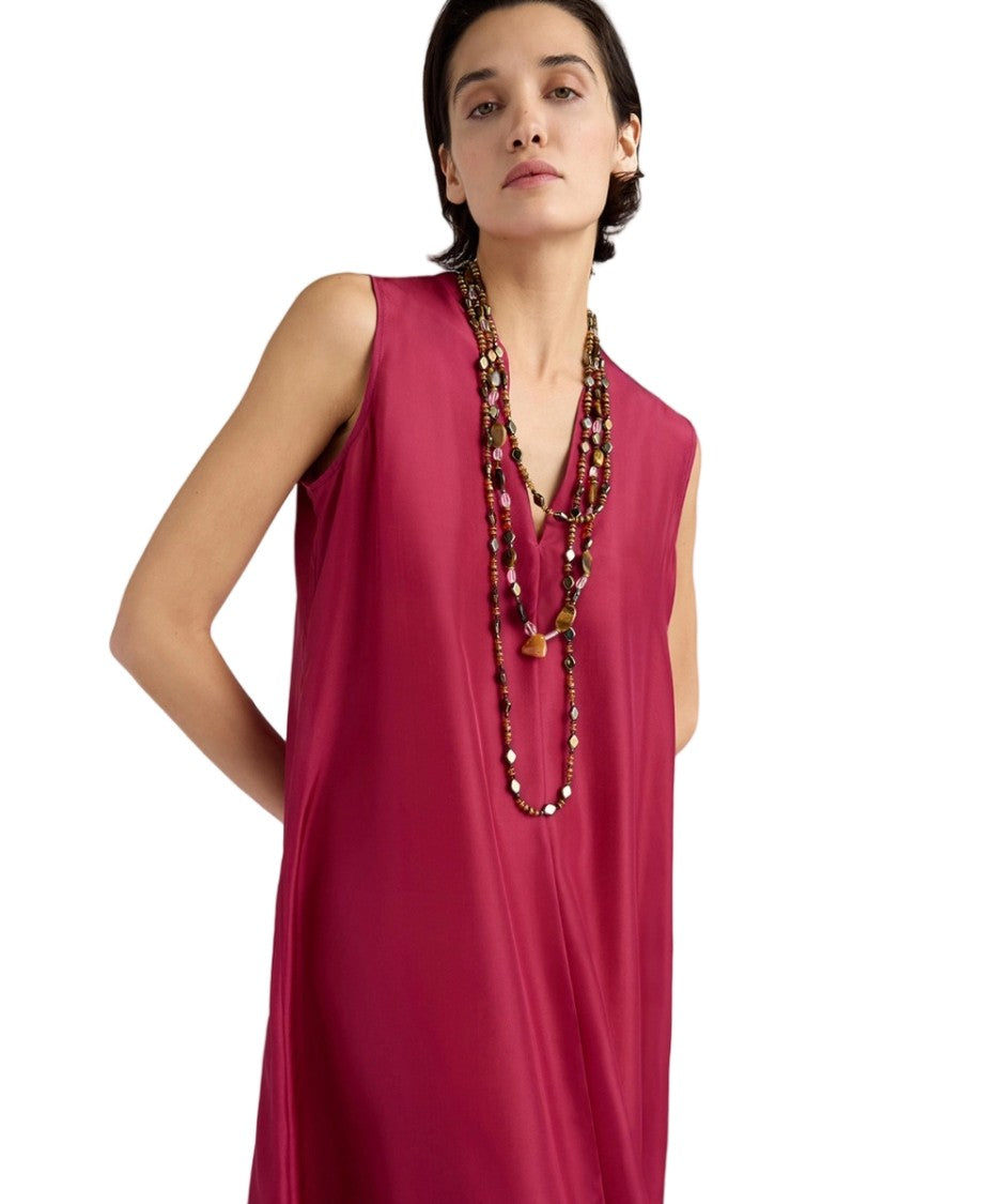 Momonì Habutai Silk Sleeveless Double Tie Sash Maxi Dress