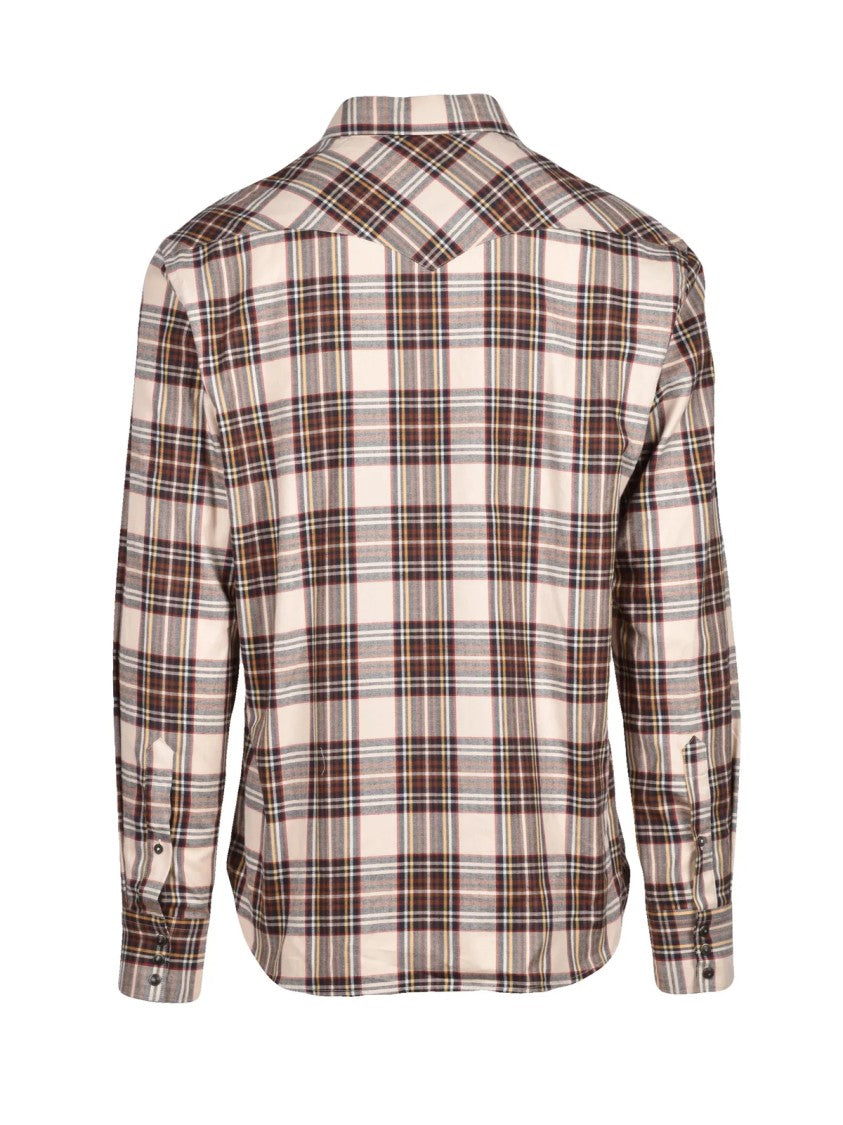Deuxieme Beige/Brown Plaid Cotton Flannel Shirt