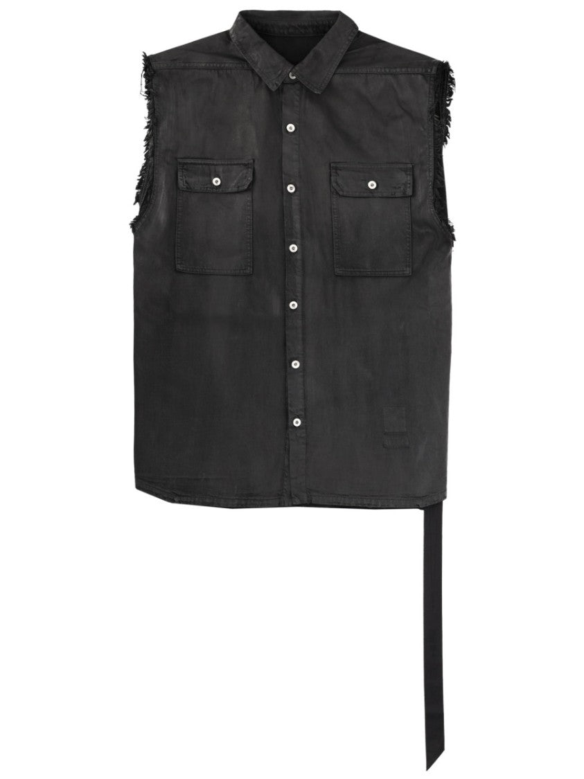 Drkshdw By Rick Owens Sl Tommy Jumbo Oversized Frayed Cotton Jacket