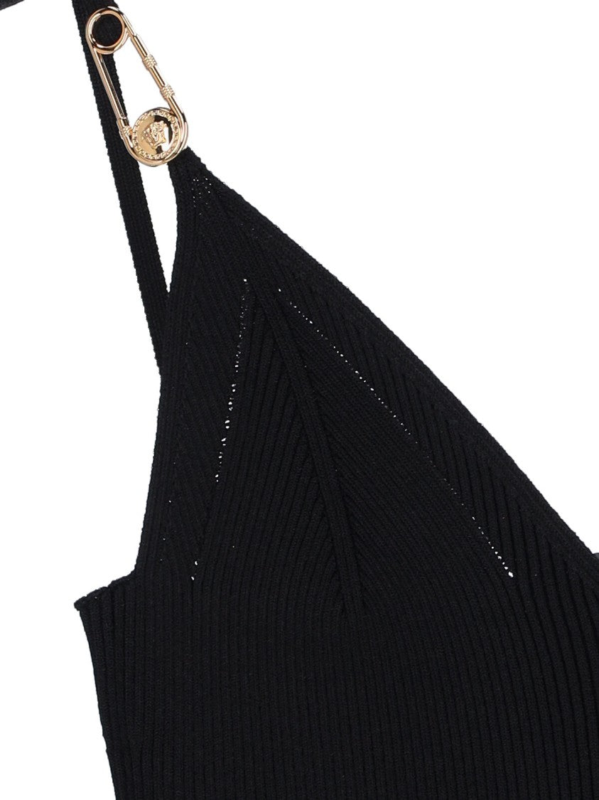 Versace Midi Dress "Safety Pin" – Black