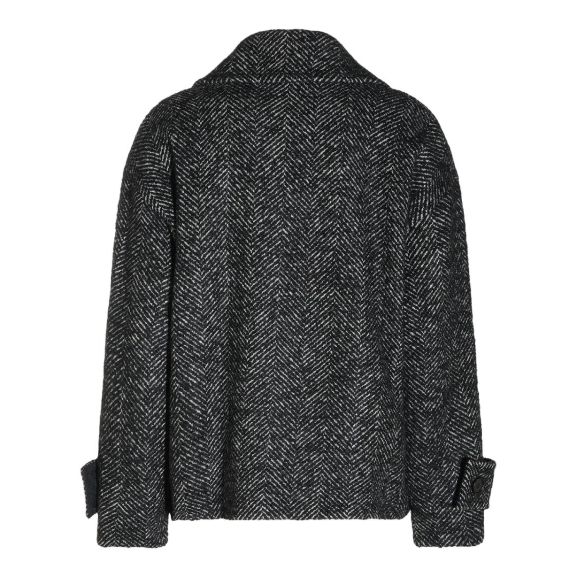 Antonelli Firenze Black White Textured Herringbone Coat