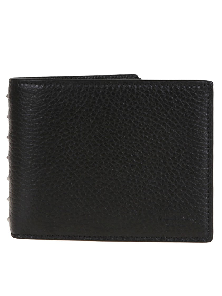 Valentino Rockstud Grained Calfskin Bifold Wallet