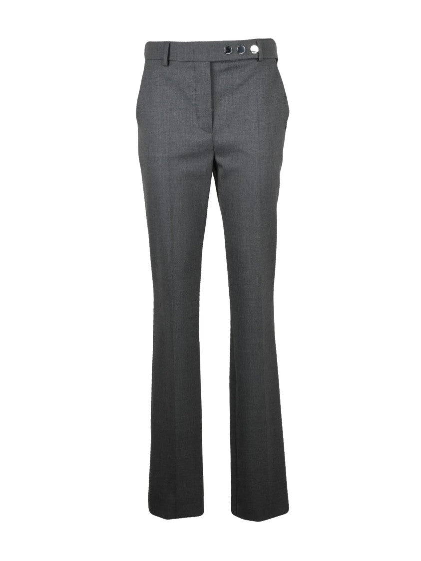 Sportmax Tailored Grey Virgin Wool Trousers With Elegant Straight Leg Design