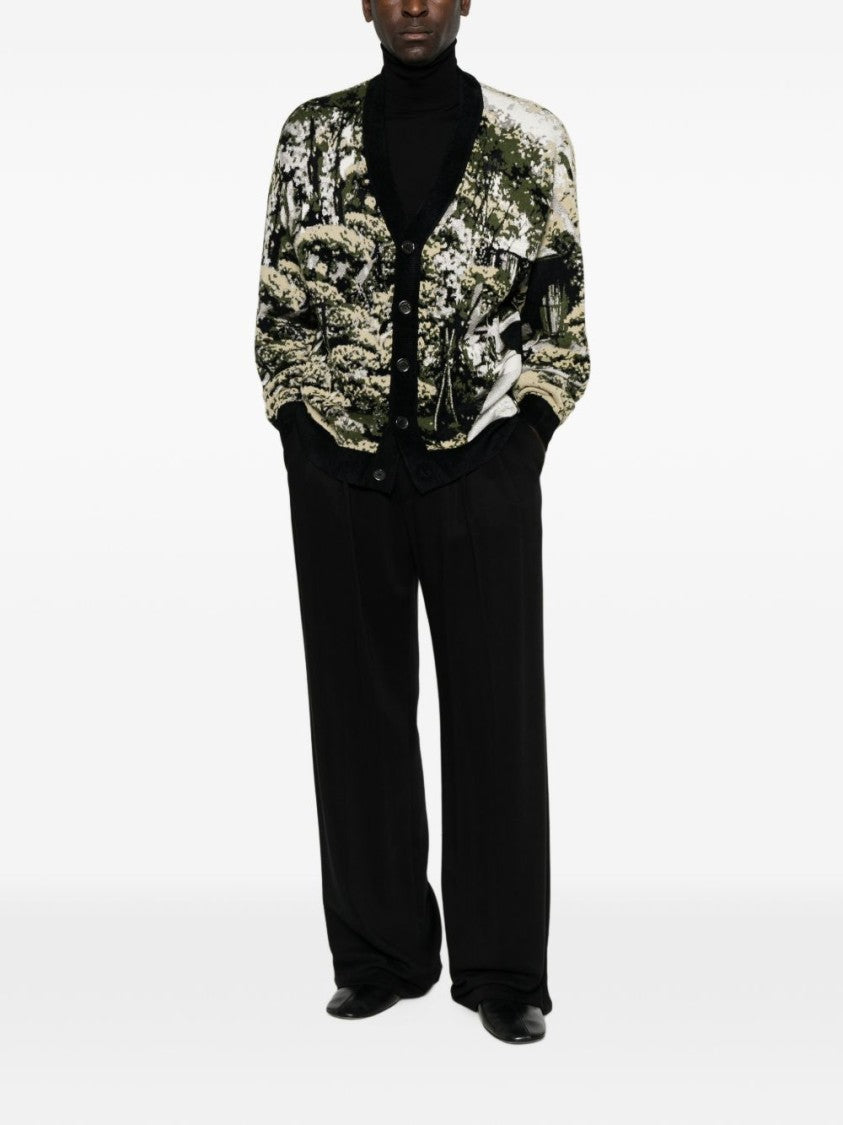 Kenzo Scenic Pattern Cardigan With V-Neckline And Button-Down Front