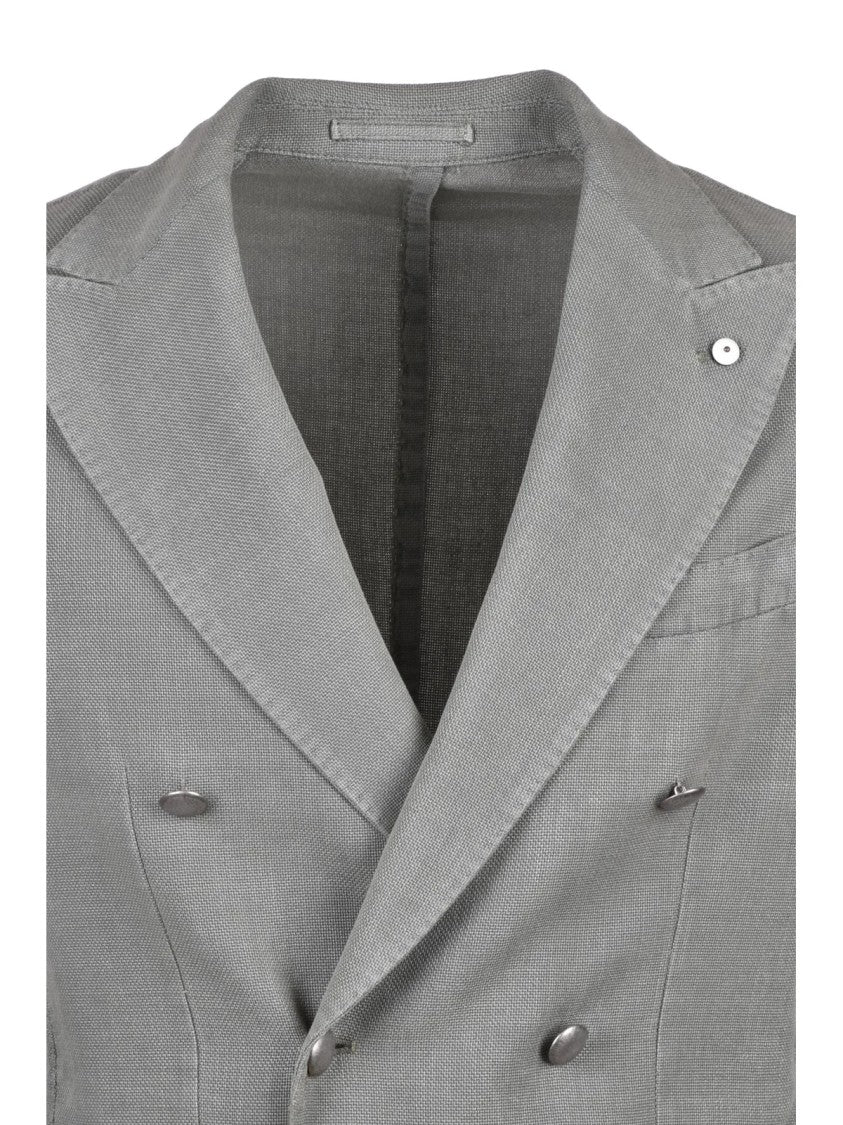 L.B.M. 1911 Sage Green Cotton Ramie Double-Breasted Jacket