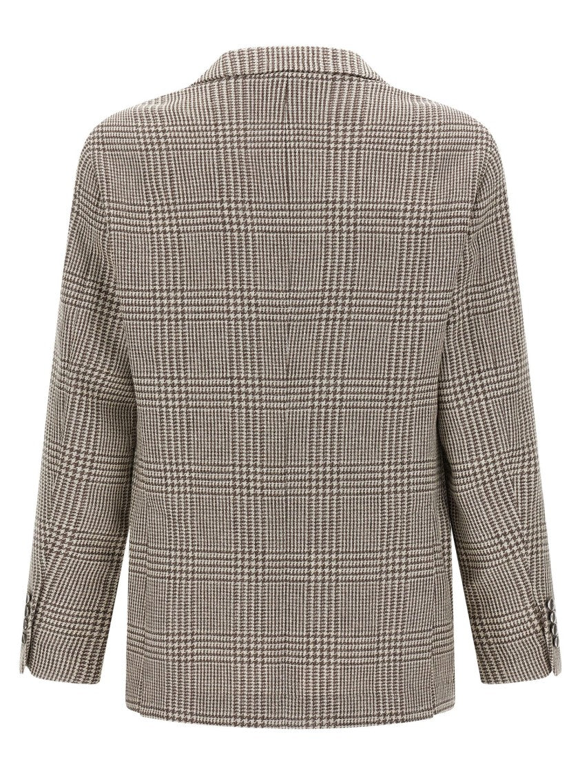 Brunello Cucinelli Deconstructed Houndstooth Wool-Alpaca-Silk Blend Blazer