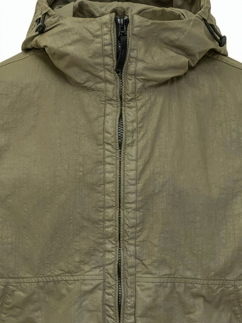 Stone Island Matte Finish Casual Jacket With Adjustable Hood