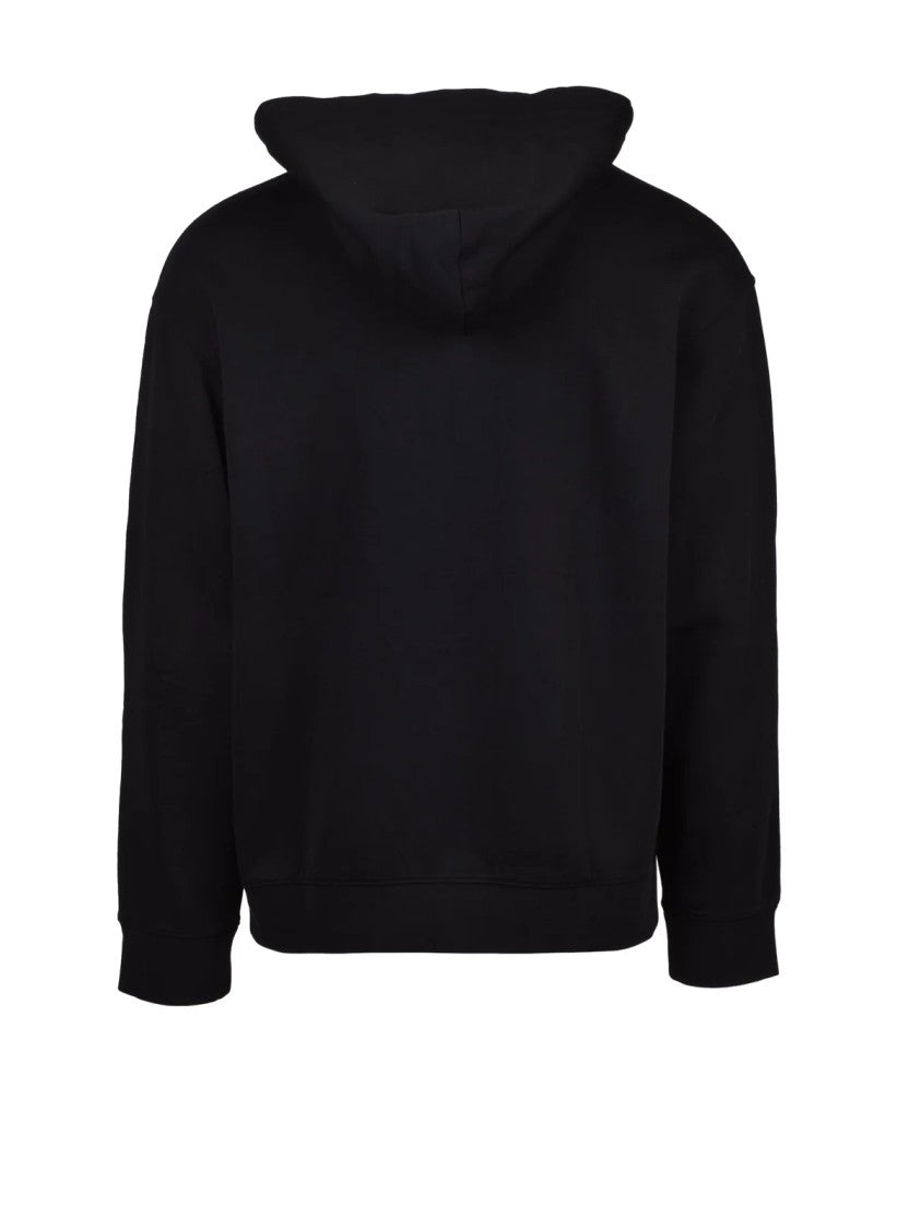 Armani Exchange Black Cotton-Blend Drawstring Hoodie