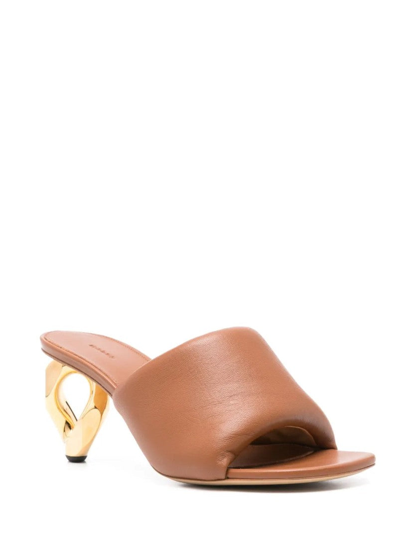 J. W. Anderson Chestnut Brown 80Mm Chain-Heel Leather Mules