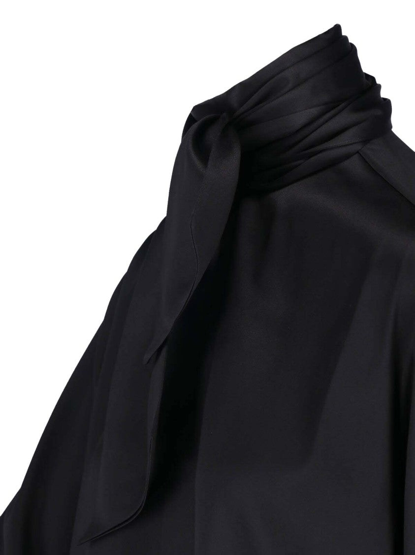 Sa Su Phi High Lavallière Collar Satin-Blend Blouse