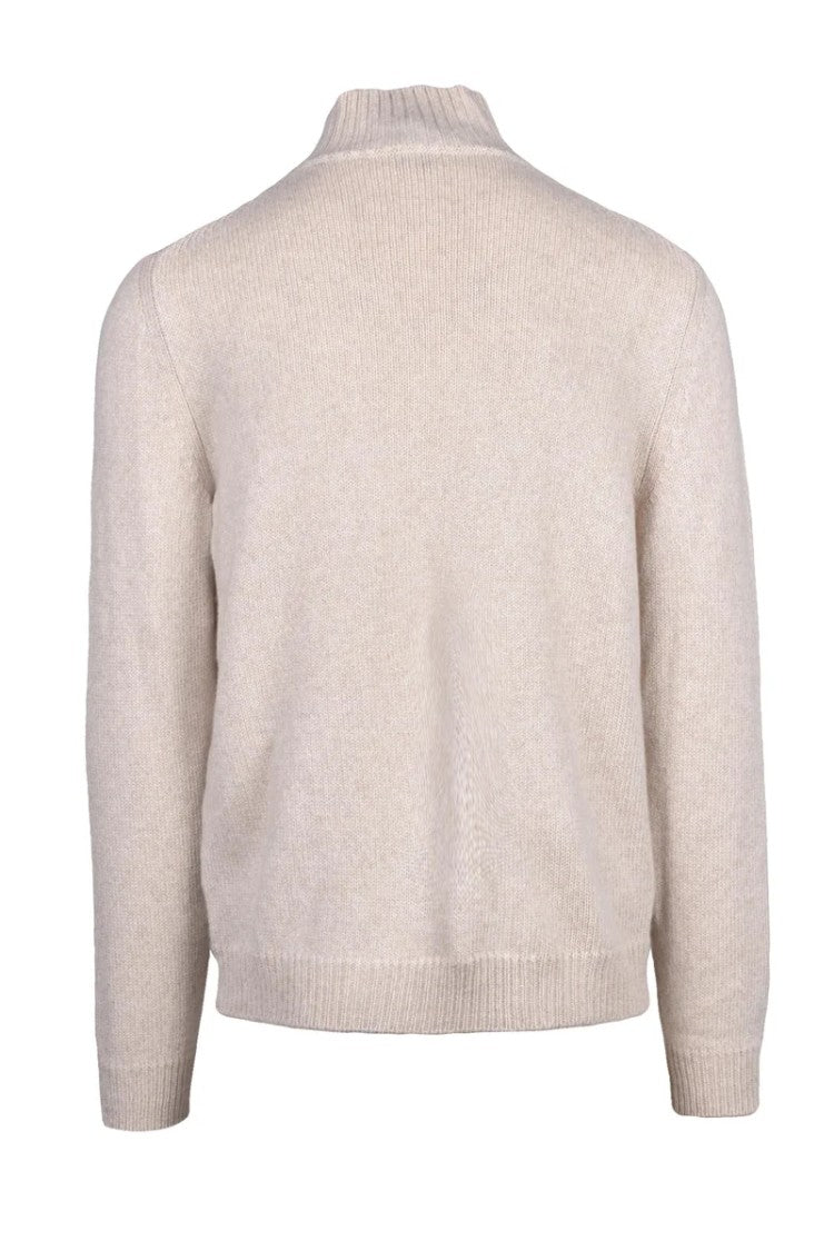 Fedeli Mock Neck Zip Sweater - Beige