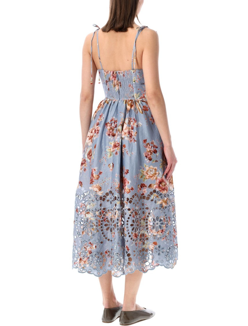Zimmermann Awaken Picnic Linen Chambray Floral Dress