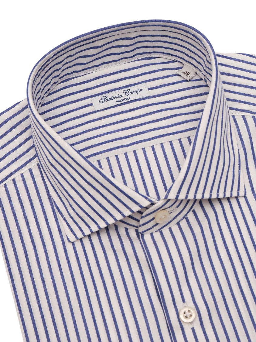 Sartoria Del Campo-Sonrisa Vertical Stripe Pointed Casual Shirt