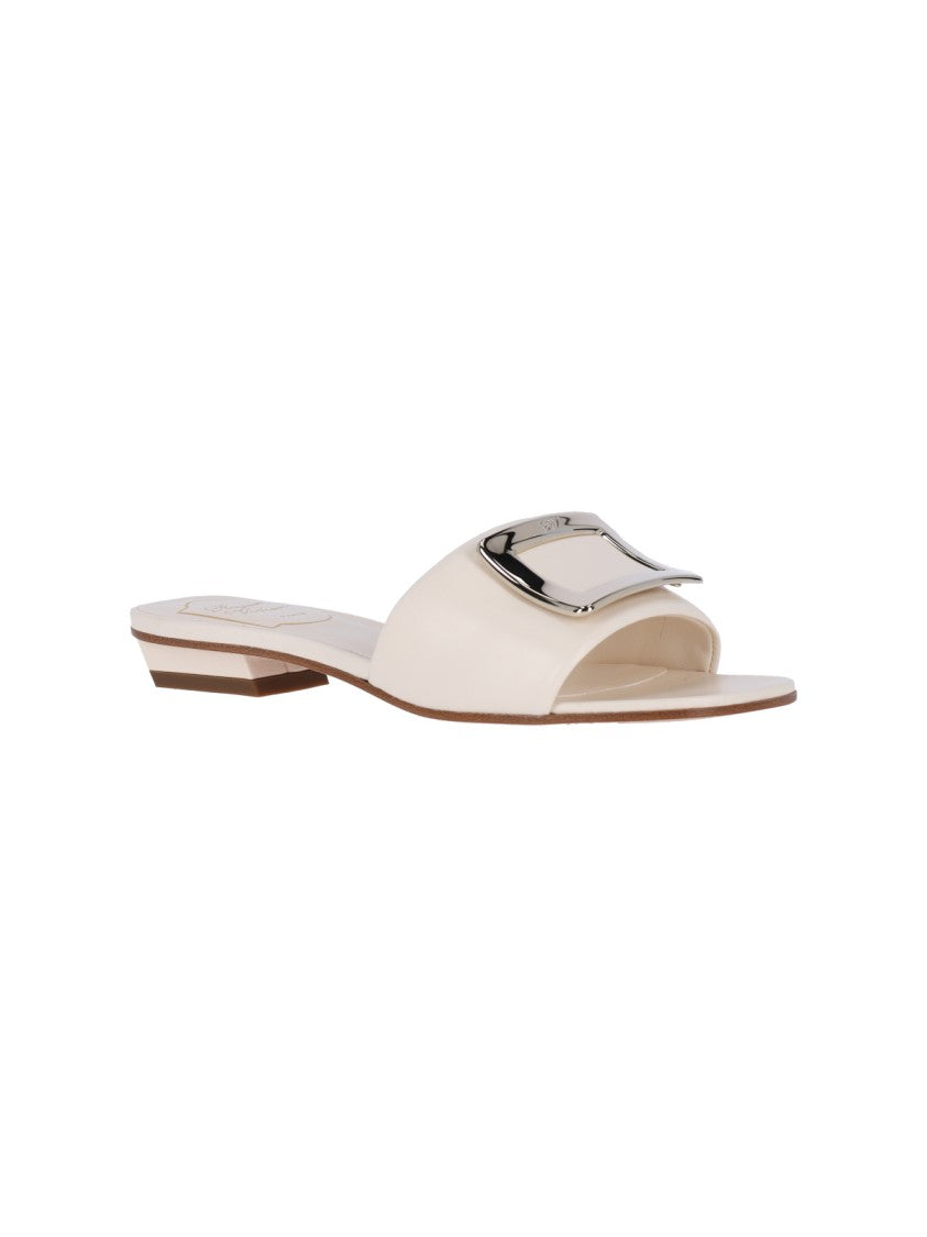 Roger Vivier White Lambskin Belle Vivier Sandals