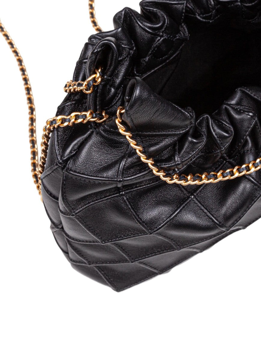 Tory Burch Black Fleming Mini Hobo Leather Bag