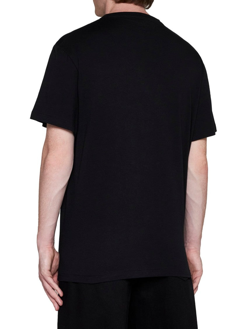 Alexander Mcqueen Distressed Graphic Black T-Shirt With Classic Crew Neckline
