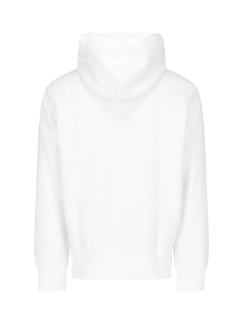 Polo Ralph Lauren White Zip-Up Hoodie With Adjustable Drawstring And Embroidered Logo