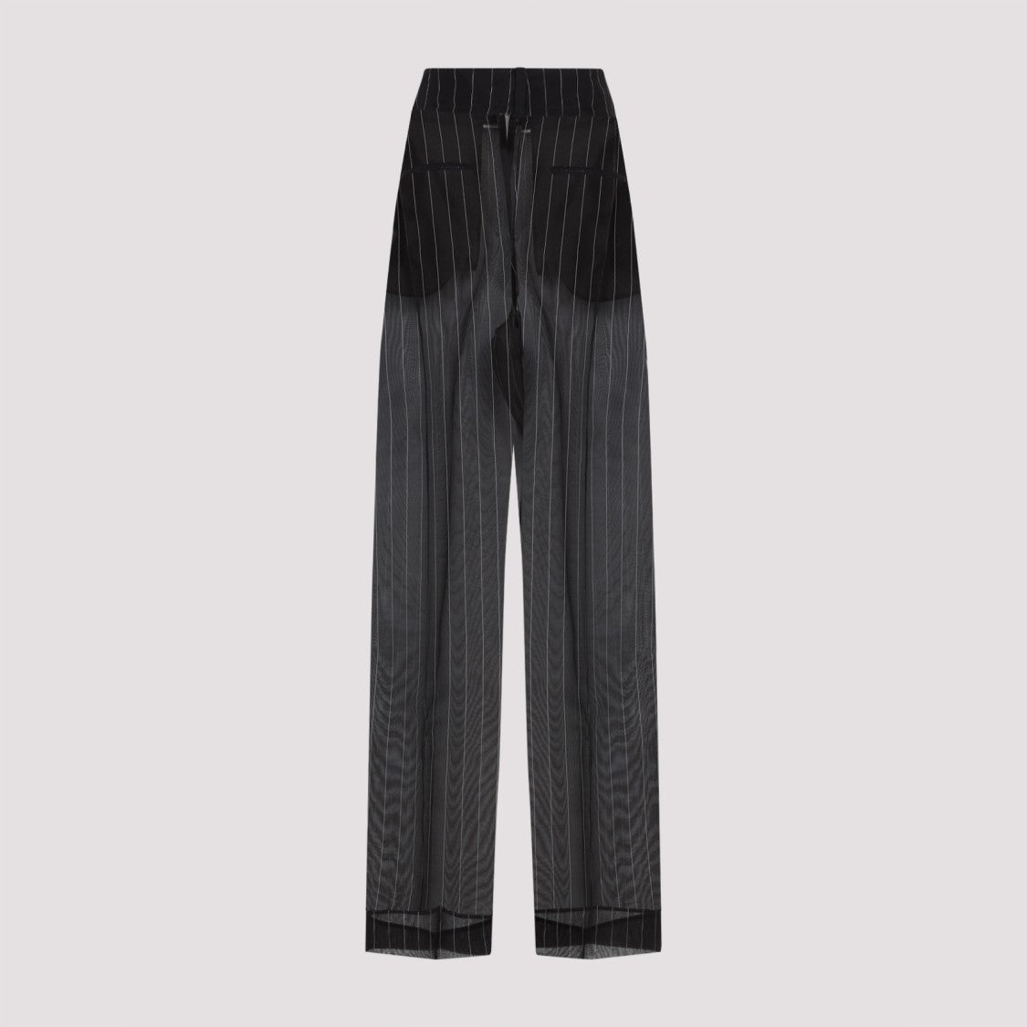 Khaite Wide-Leg Silk Trousers With Pinstripe Design