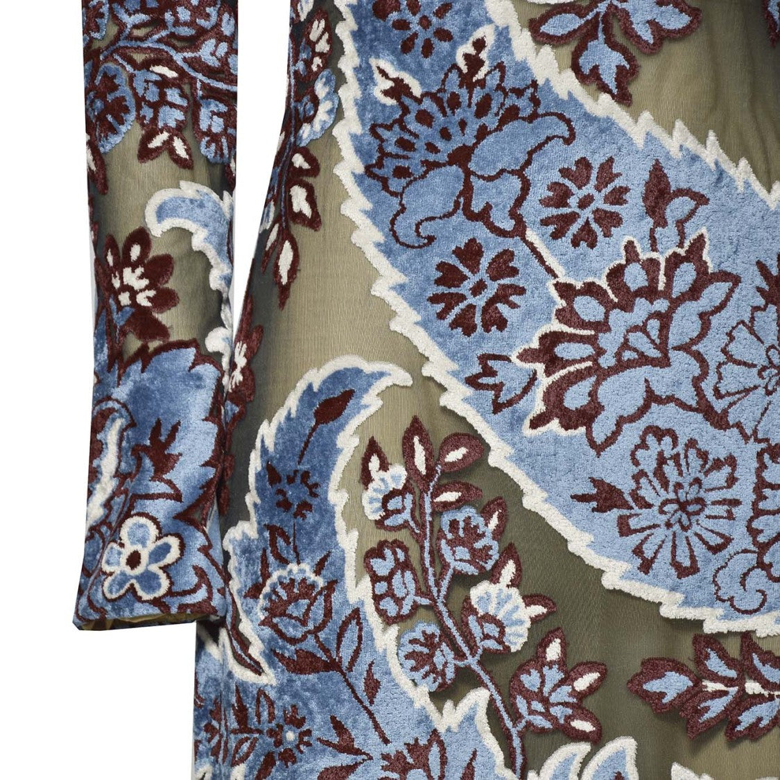 Etro Long Dress In Light Blue Velvet Jacquard Tulle