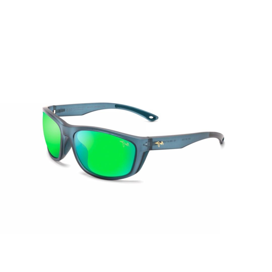 Maui Jim Nuu Landing Translucent Blue Frame With Reflective Green Lenses Sunglasses