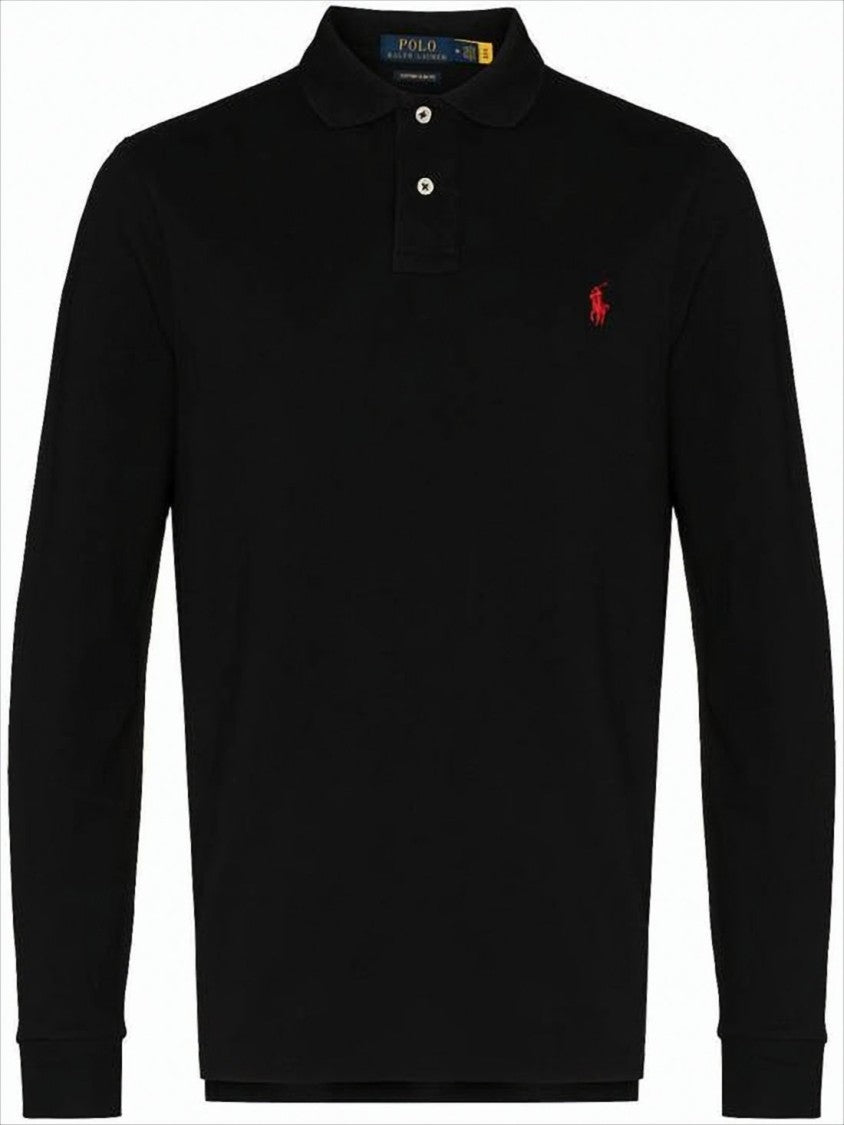 Polo Ralph Lauren Long-Sleeve Black Polo Shirt With Traditional Collar
