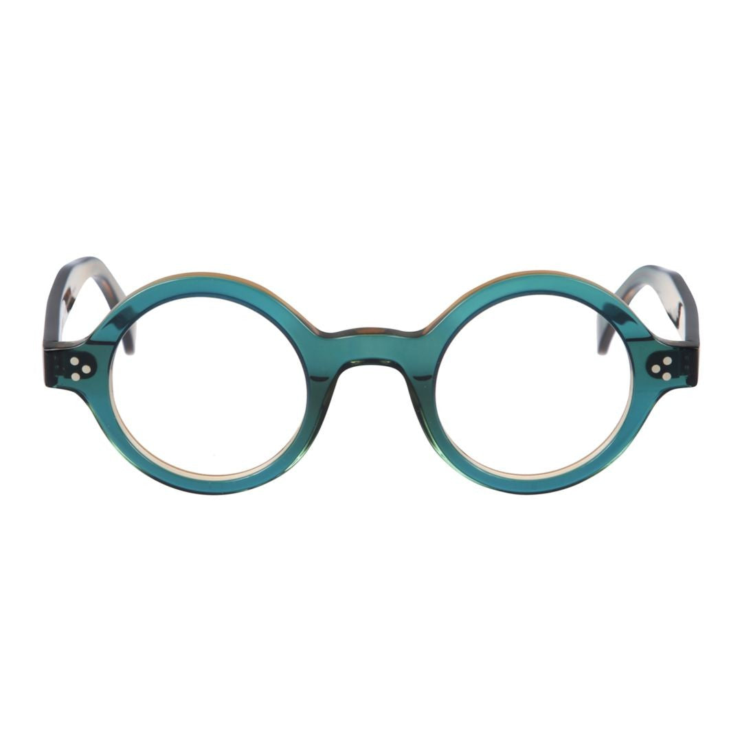 Kador Arkistar/K-45 Translucent Teal Round Frame Sunglasses