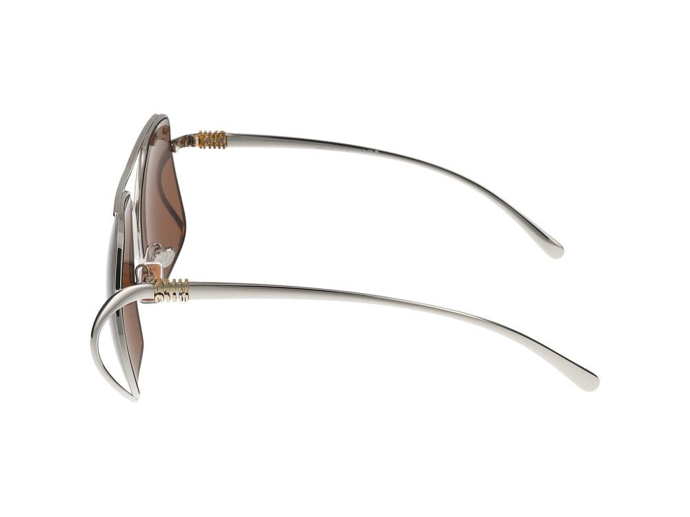 Miu Miu Silver Oversized Square Steel Sunglasses