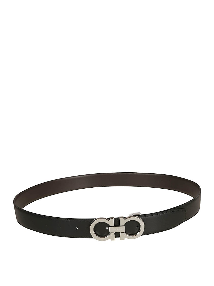 Ferragamo Calf Leather Belt With Gancini Buckle