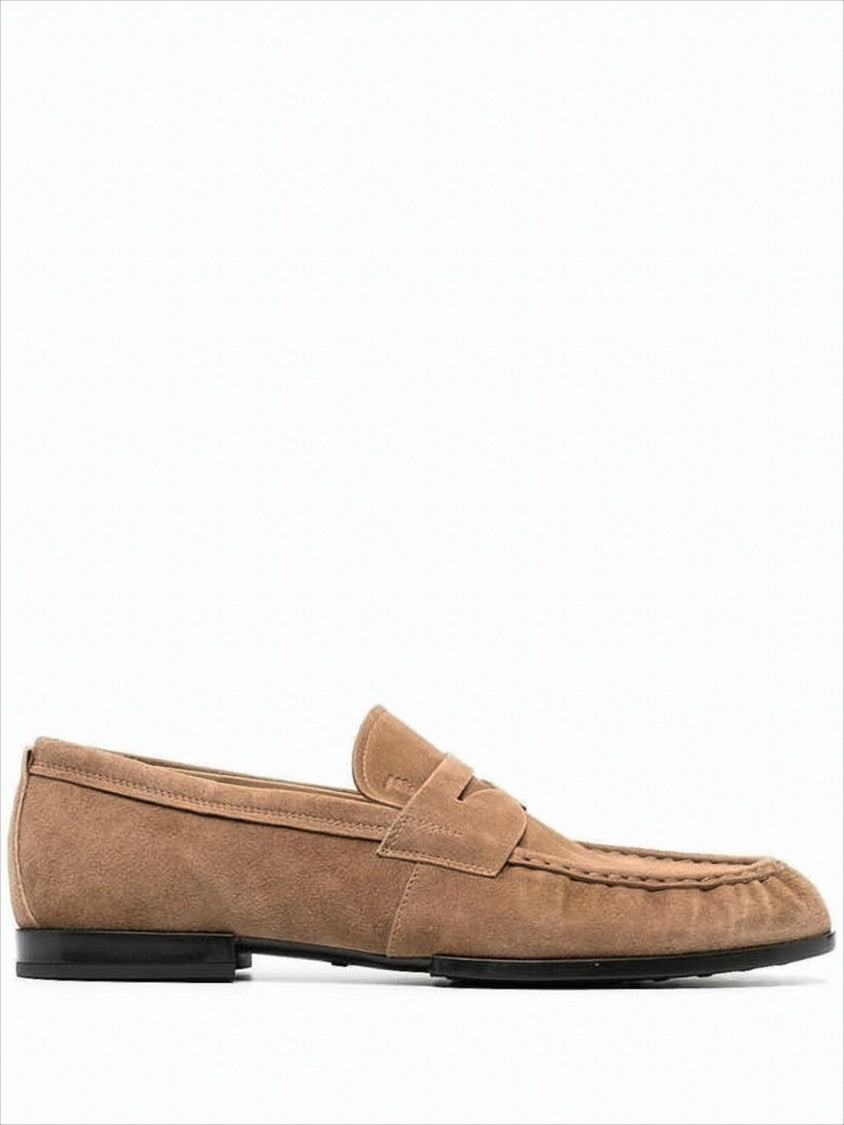 Tod's Smooth Suede Loafers With Rounded Toe And Subtle Strap