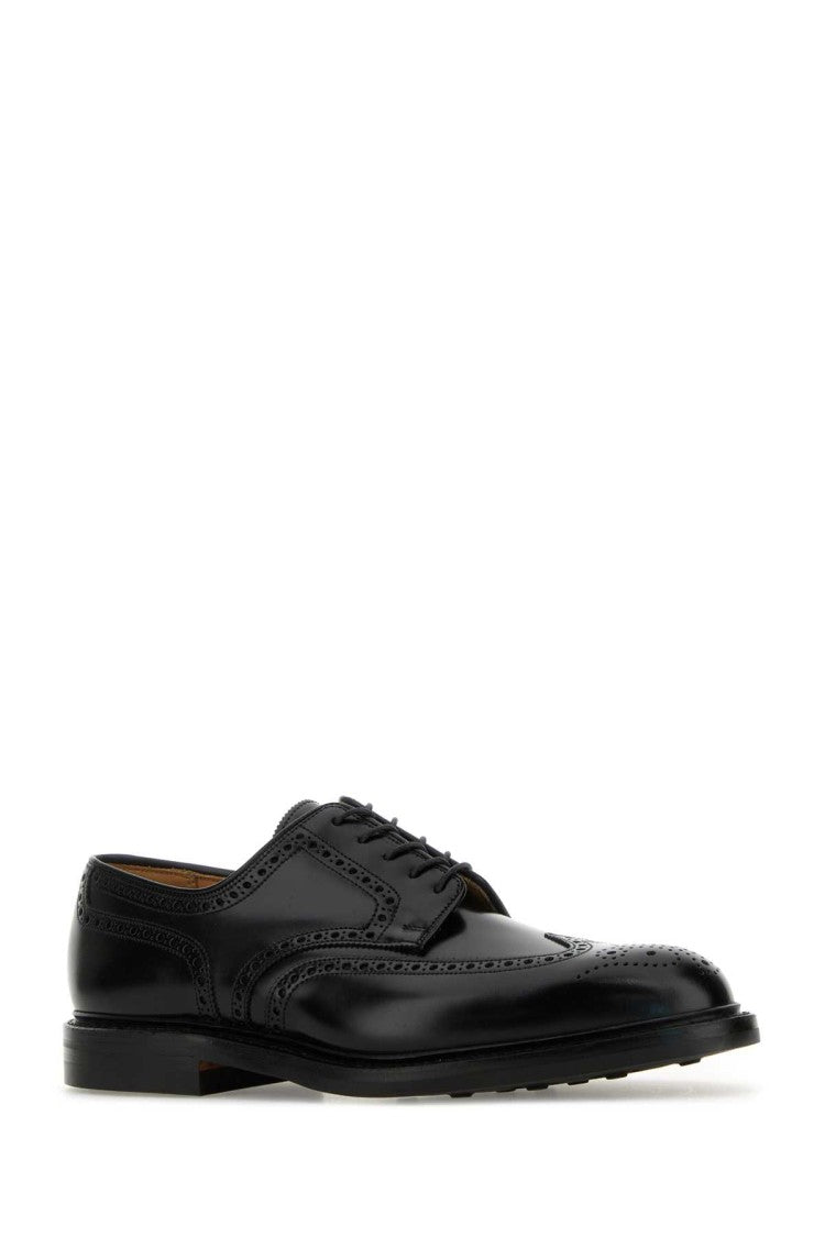 Crockett & Jones Black Leather Pembroke Lace-Up Shoes