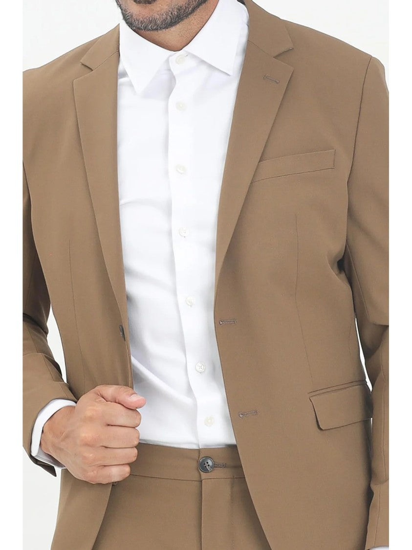 Selected Beige Tailored Button-Front Recycled Polyester Blazer