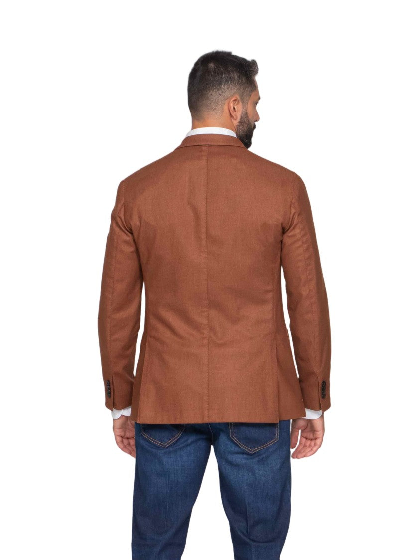 Boglioli Tailored Brown Blazer With Notch Lapels And Buttoned Cuffs