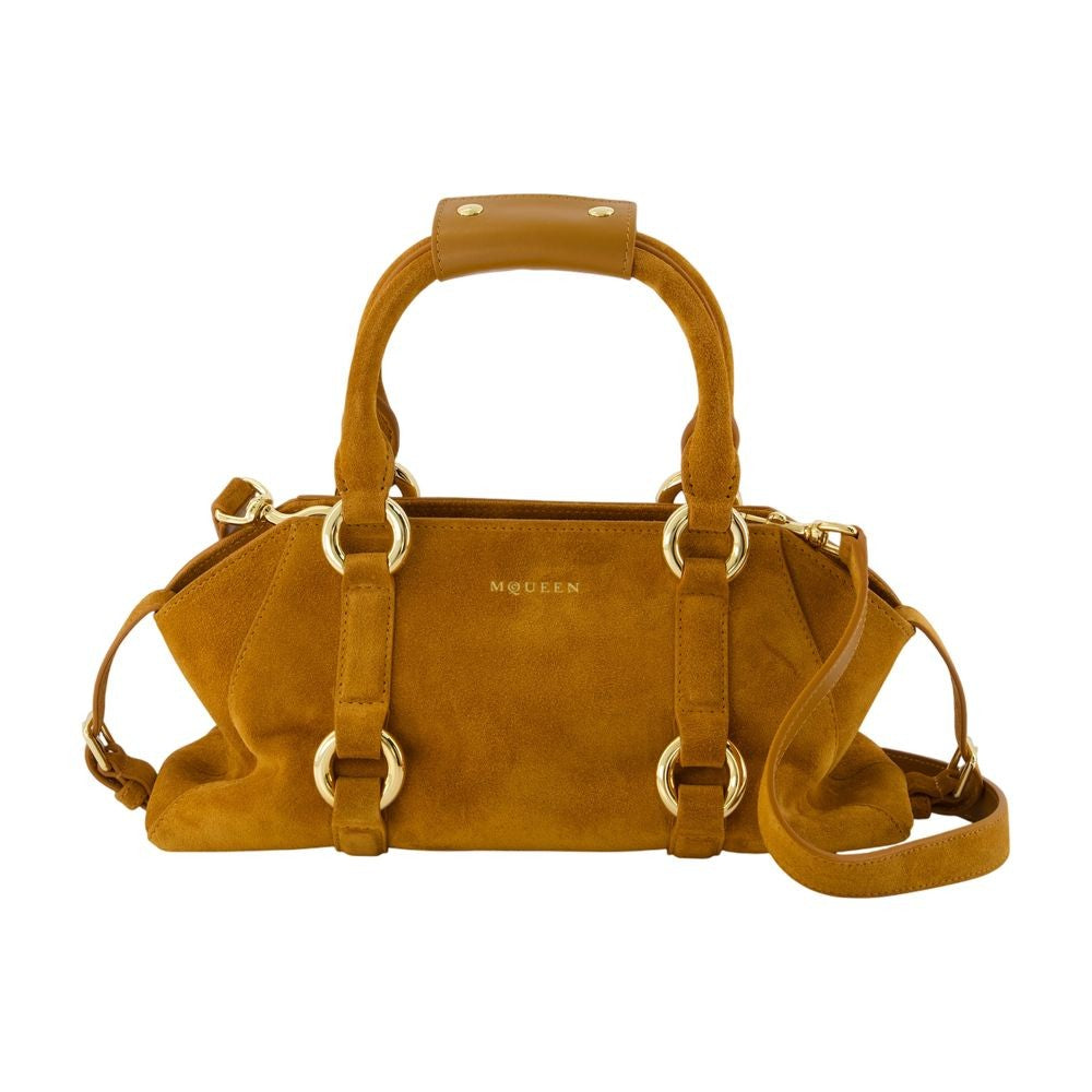 Alexander Mcqueen Structured Brown Calfskin Mini Purse With Clean Lines