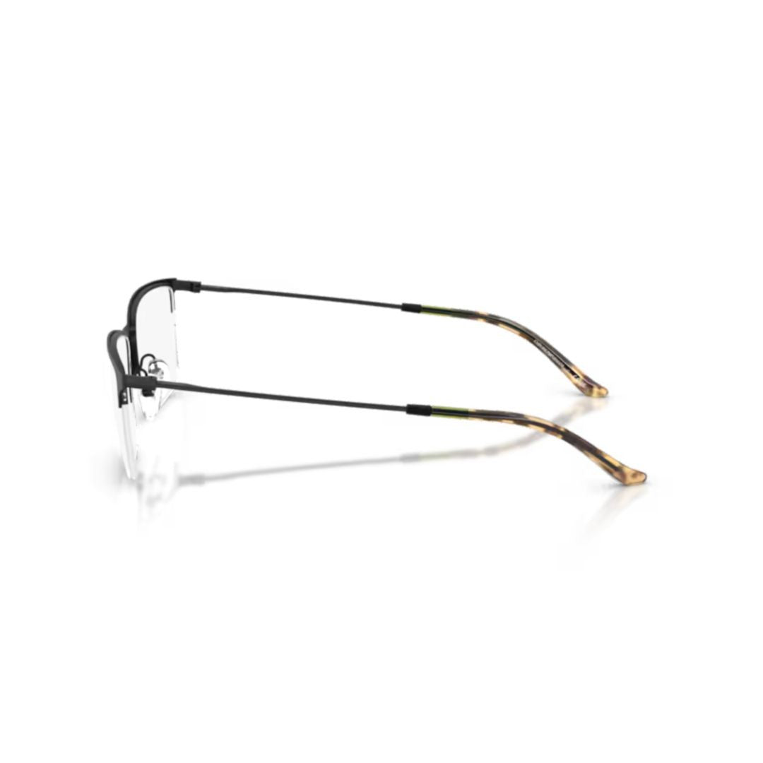Emporio Armani 0Ea1171 Rectangular Matte Black Metal Eyeglasses With Tortoiseshell Temples