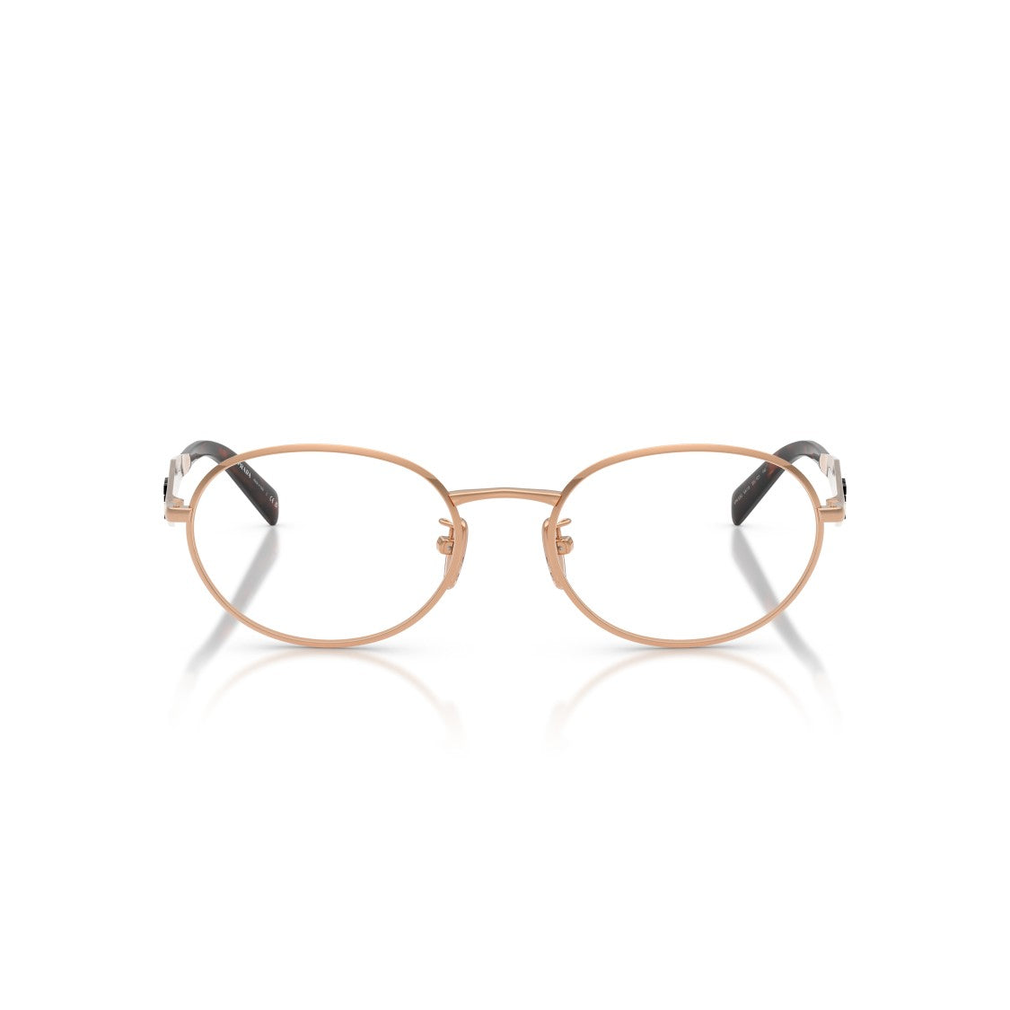 Prada Oval Metal Frame Eyeglasses With Textured Temples