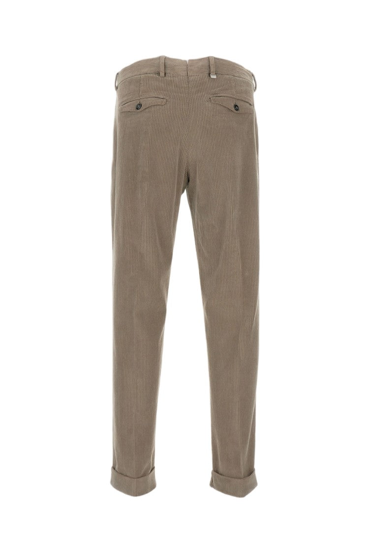 Pt01 Wide Ribbed Velvet Trousers With Tailored Pleats And Flap Pockets