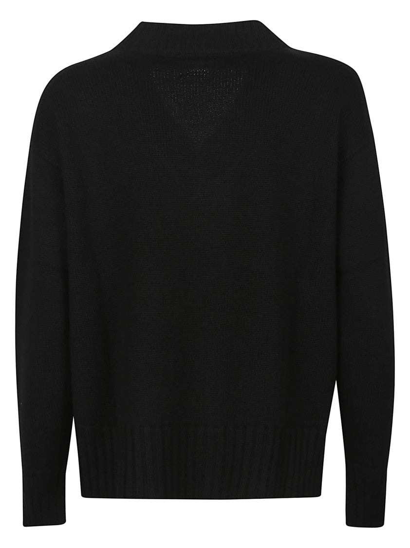 Drumohr Black Over V-Neck Merino Sweater