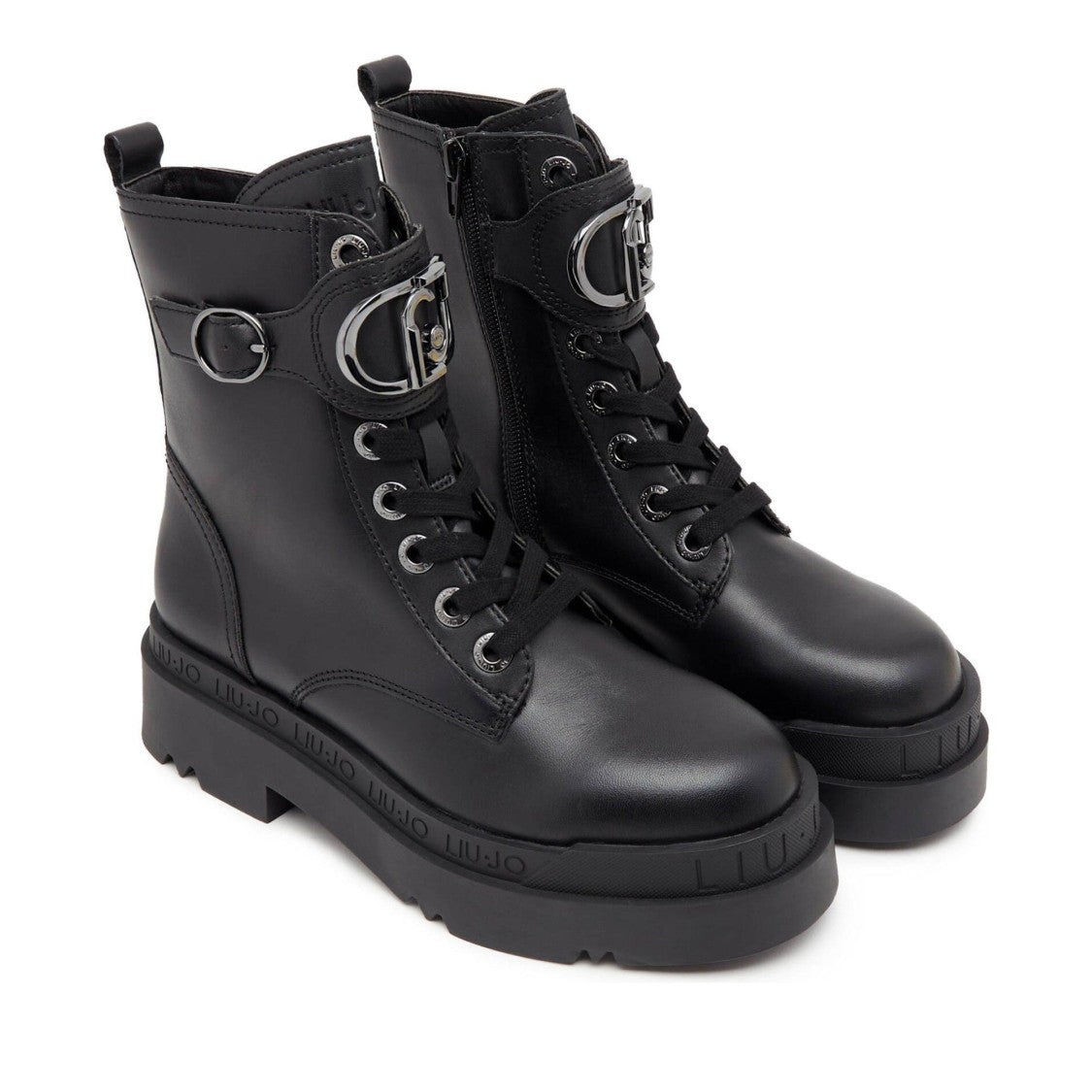 Liu Jo Black Love 40 Leather Chunky Sole Boots