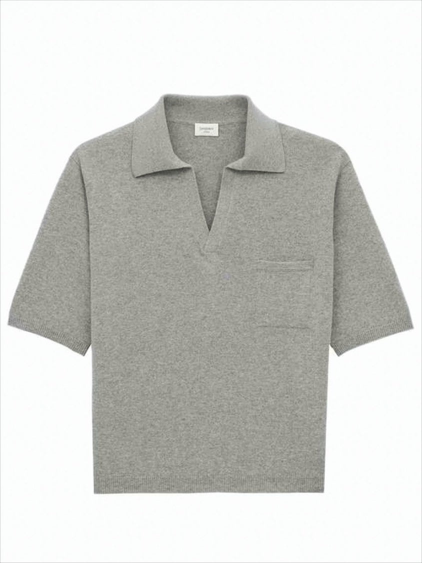 Saint Laurent Short-Sleeved Knit Polo Shirt With Classic Collar