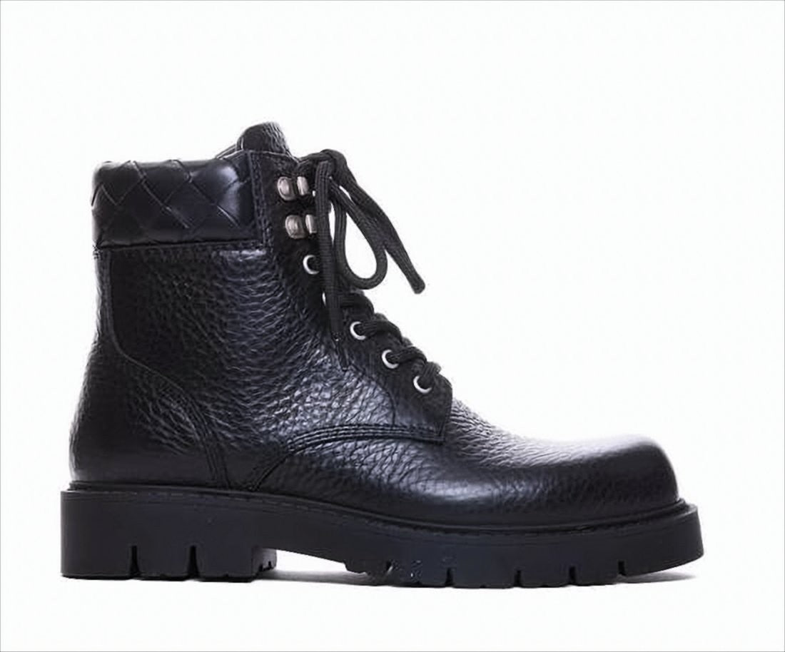 Bottega Veneta Textured Leather Lace-Up Boots