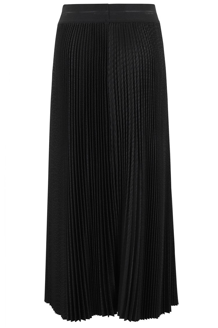 Helmut Lang Lwb Pleated Textured Skirt With Logo Waistband