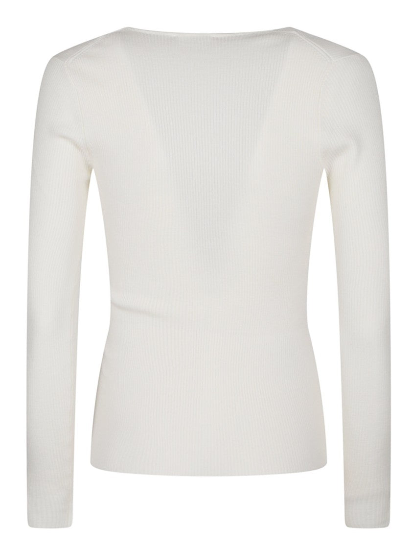 P.A.R.O.S.H. Long U Neck Fitted Wool Sweater