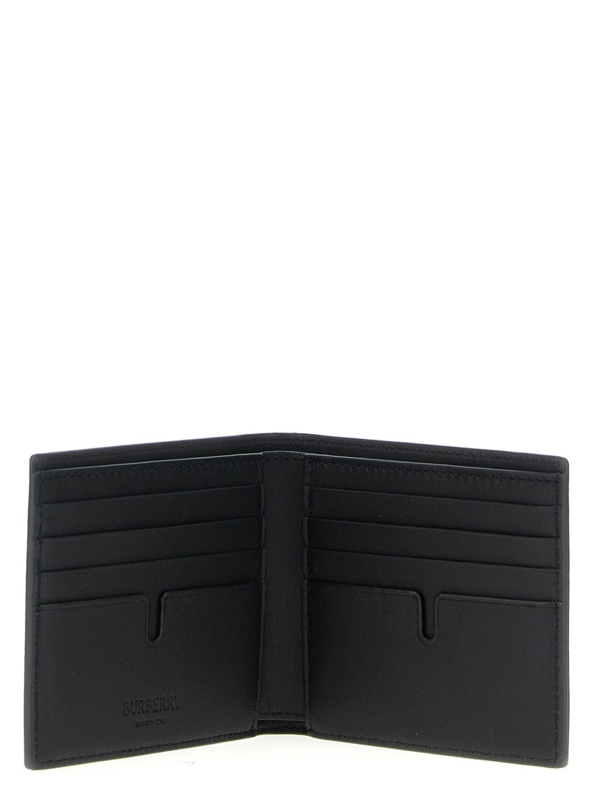 Burberry Bifold Hammered Leather Wallet With Print And Logo