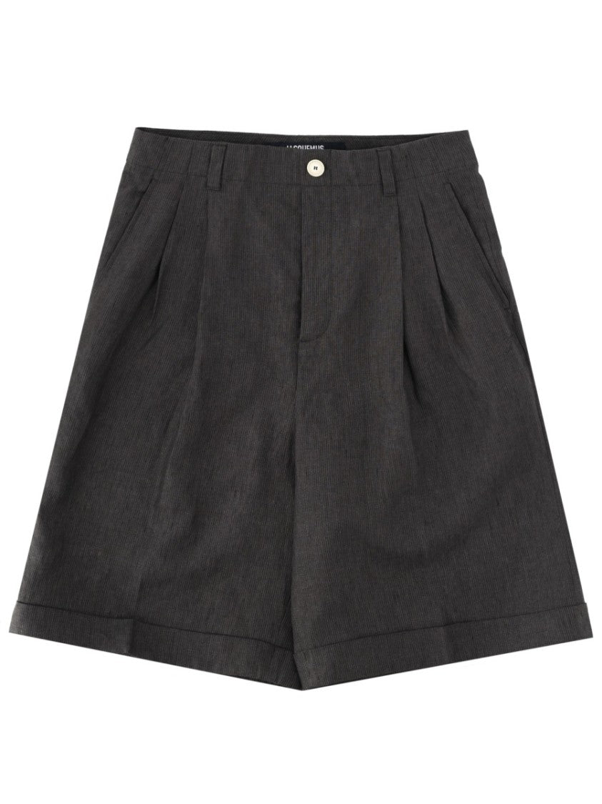 Jacquemus Neutrals Cotton Loose Front-Pleat Shorts