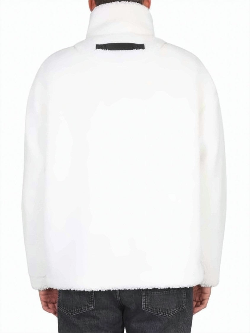 Moose Knuckles Textured White Jacket With High Collar