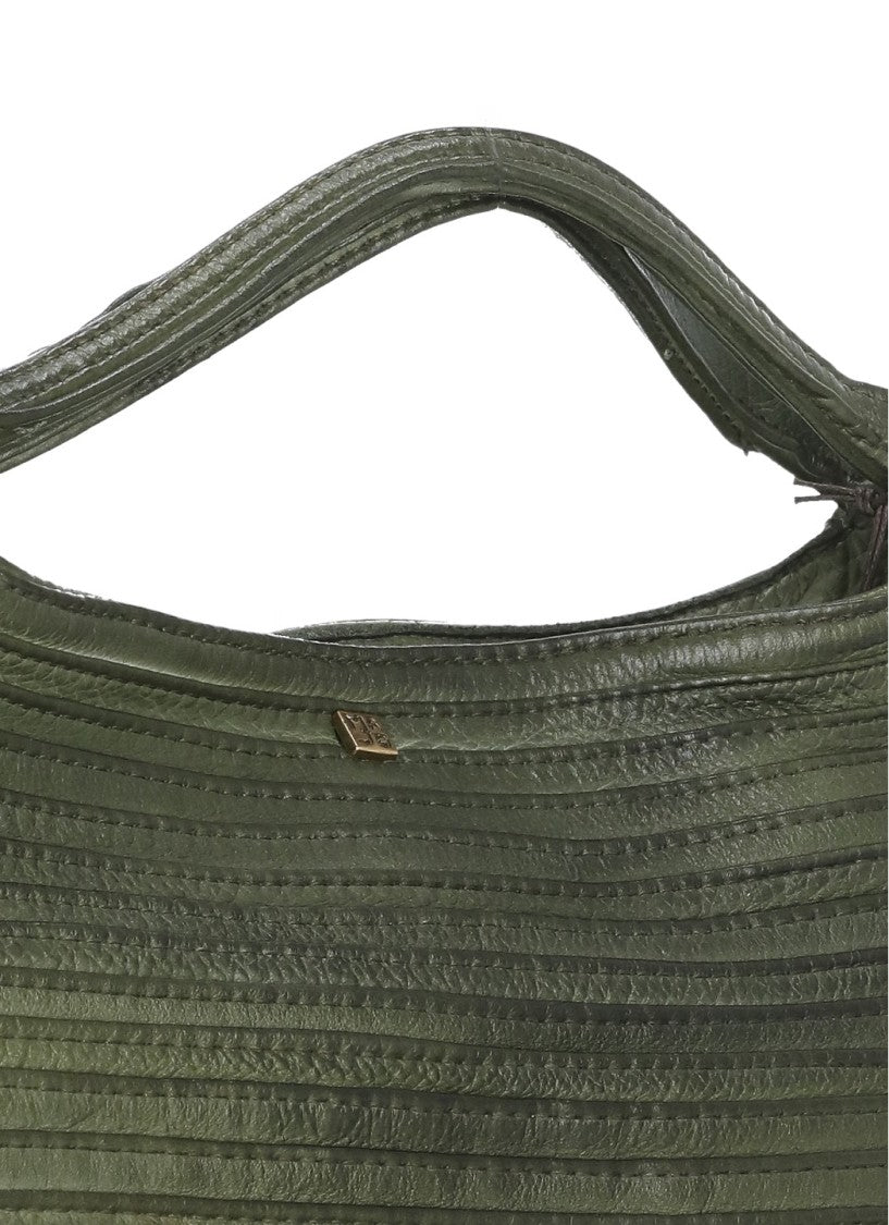 Majo Textured Green Leather Shoulder Bag With Magnetic Closure